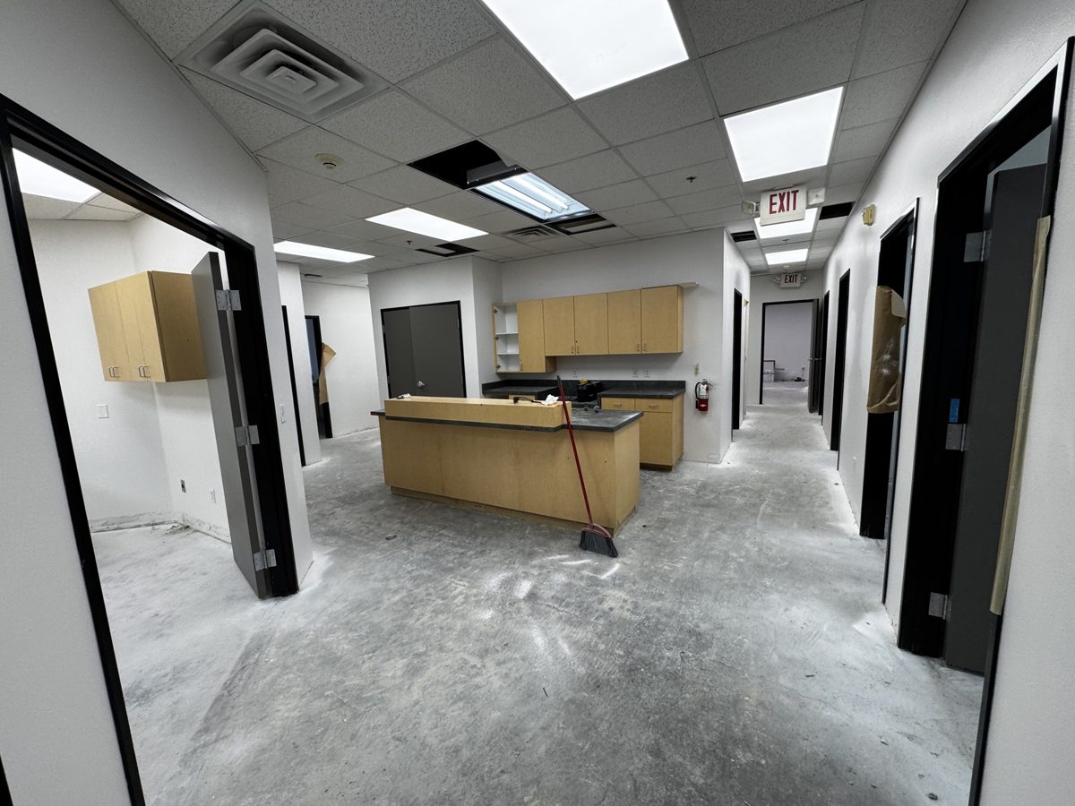Reception area after lighting retrofit